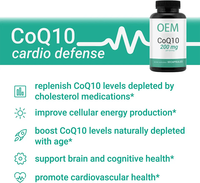 Capsules liquides de CoQ10 OEM, Ubiquinone, Coenzyme Q10, Huile d'olive, Complément alimentaire antioxydant pour l'énergie cellulaire et la santé cardiovasculaire