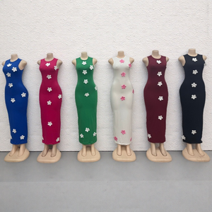 Nuovo fiore all'ingrosso Slim Fit senza maniche <span class=keywords><strong>attillato</strong></span> abito estivo alla moda Casual lungo da <span class=keywords><strong>donna</strong></span> - Product Image 2