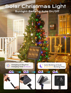 Solar C6 <span class=keywords><strong>LED</strong></span> Lumières de Noël 8 Modes Multicolore Fraise Guirlande Lumineuse Étanche Extérieur Jardin Patio <span class=keywords><strong>Tonnelle</strong></span> Décor - Product Image 5