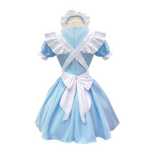 Japanese Style Maid Dress Blue <b>White</b> Lolita Cosplay Costume For Anime Role Play Spring 2025 - Product Image 3