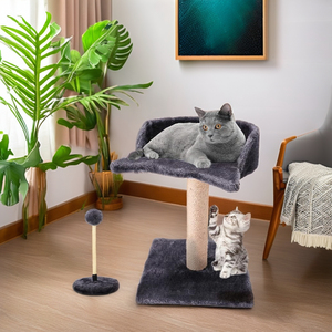 Colonne à gratter en sisal naturel plateforme en peluche <span class=keywords><strong>chaton</strong></span> chat jouet interactif grand cadeau animaux suspendus jouet balle chat colonne à gratter - Product Image 6