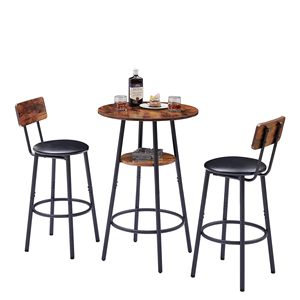 Cross-border home small apartment round <b>bar</b> <b>table</b> and chair set for home coffee shop milk tea shop simple soft upholstered <b>bar</b> - Product Image 5