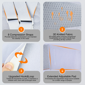 Yeni tasarım spor tıbbi kadın erkek 8 kalır ayarlanabilir sıkıştırma alt bel desteği lomber kemer elastik 3D örme geri Brace - Product Image 4