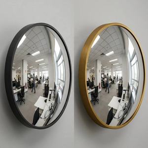 30cm <b>40cm</b> (12" 16") Black Gold Framed Acrylic Convex <b>Mirror</b> HD Wide Angle Safety <b>Mirror</b> for Shop Security Office Blind Spot - Product Image 1