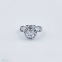 Anello di Fidanzamento Artistico alla Moda con 4 Punte Rotonde, Anello di Fidanzamento in Platino Pt950 con Diamante di Laboratorio per Donne