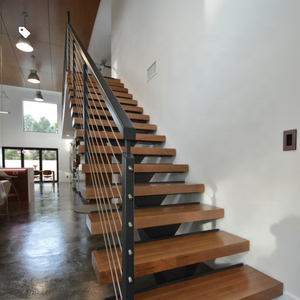 DAIYA legno di merbau scala dritta con il nero corrimano supporti di ringhiera di vetro - Product Image 5