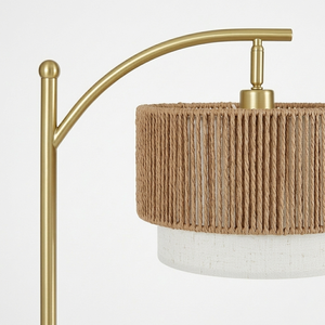 Slim Gold Floor Lamp <b>Plug</b> in Modern Standing Floor Lamp Curved Floor Lamp Led Floor Lamp Fabric Shade for Sofa Corner - Product Image 4