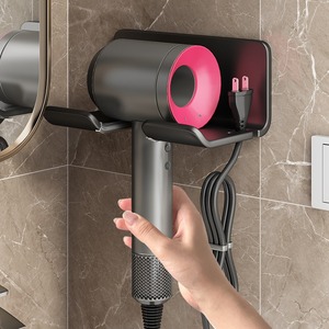 Support <span class=keywords><strong>mural</strong></span> multifonctionnel en plastique sans perforation pour sèche-cheveux, idéal pour salle de bain et toilettes domestiques - Product Image 3