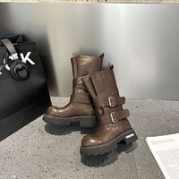 Bottes Chelsea à plateforme épaisse pour femme, à double lanière, noires, pour l'hiver et l'automne, vente en gros directe d'usine