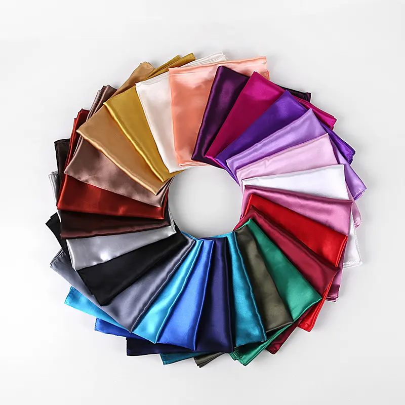 White Square Silk Edge Satin 90X90 Purple Head Plain Hijab Pink Solid Color Scarf