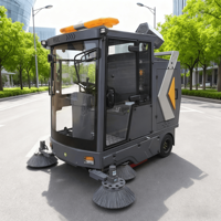 Nouvelle machine de nettoyage de voirie électrique 48V, balayeuse industrielle autoportée haute pression pour extérieur, type auto-déchargeant 2200mm
