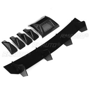 Red/Carbon Fiber Look Car Rear Bumper Diffuser Lip Spoiler Side <b>Splitters</b> Lip Shark Fins Lamp Cover for Subaru STI WRX 2015-2021 - Product Image 3