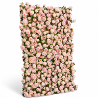 Panel dinding bunga mawar buatan warna pink blush dan ivory, stok grosir gudang AS, untuk dekorasi latar belakang acara resepsi pernikahan