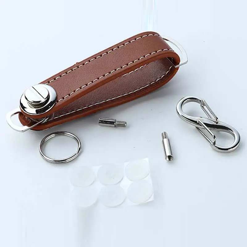 Factory Popular Women Men Gift Key Tools Smart Compact Organizer PU Leather Key Holder Keychain