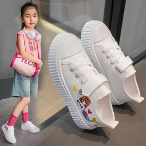 2023 Girls' & Boys' Canvas Low-top <b>Sneakers</b> White Cartoon Design Breathable Casual Sports Shoes Autumn Leisure - Product Image 4