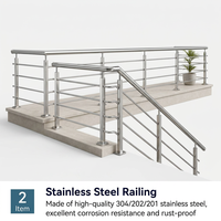 Rampe d'escalier moderne en acier inoxydable 304 avec finition marine antirouille, fixation au sol, garantie de plus de 5 ans
