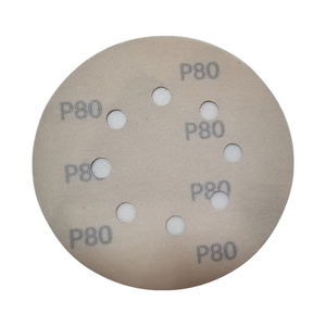 Заводская поставка: абразивный шлифовальный диск из оксида алюминия, красный, 5 дюймов, 8 отверстий, на липучке - Product Image 2