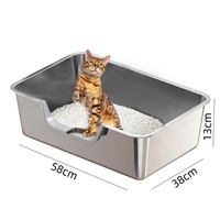 Bac à litière pour chat en acier inoxydable 304, grande capacité 50L, écologique, anti-adhésif, facile à nettoyer, design rectangulaire, durable, stockage de sable