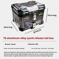 Coffre de moto universel TORST en alliage d'aluminium 45L, boîte à outils arrière, boîte à casque, étanche, antivol, entièrement détachable