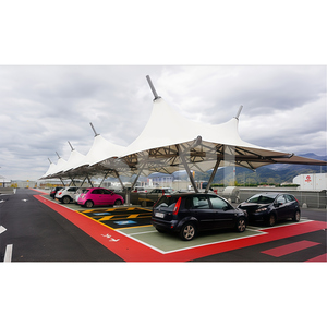 Estructura de membrana extensible de acero duradera personalizada de fábrica, cubierta de PVDF, tienda de estacionamiento de automóviles, cocheras impermeables para estacionamiento de automóviles - Product Image 3