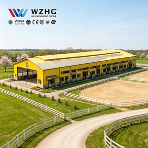 Fabricant de systèmes structurels préfabriqués en acier pour arènes équestres, destinés aux centres d'équitation de villégiature, avec ossature en H à longue portée - Product Image 1