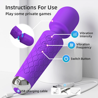Wiederaufladbarer Zauberstab-Massagegerät Vibrator Tragbarer Handmassager Leistungsstarker Silikon G-Punkt Persönlicher Massagestab Erotikspielzeug für Frauen und Paare