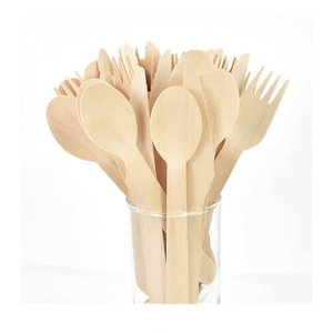 100%, paquete combinado de cubiertos compostables desinfectados biodegradables ecológicos, utensilios de madera <span class=keywords><strong>desechables</strong></span> carbonizados, cuchillo de abedul hecho - Product Image 3