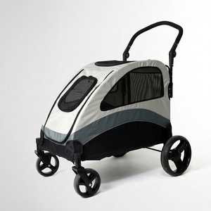 Large Dog Two <b>Pets</b> Comfort Foldable Lightweight Durable Aluminum Frame Textile <b>Pet</b> Stroller Wagon 4-Wheel Easy Push - Product Image 1