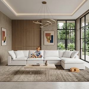 Canapé modulaire en forme de L compressé sous vide, écologique, confortable et moelleux pour salon, appartement, villa - Product Image 1