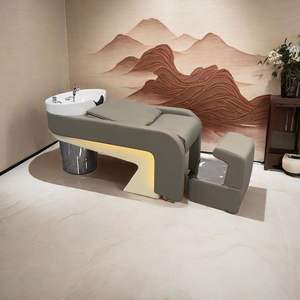 Sillón de Lavado de Cabello Reclinable de Espuma de Alta Densidad con Luz LED Moderna y Lujosa para Salón de Belleza y Spa - Product Image 1