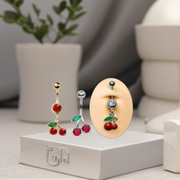 2025 nouveau cristal cerise ventre anneau nouveau nombril à la mode Piercing pour les femmes Offre Spéciale corps bijoux acier chirurgical Piercing