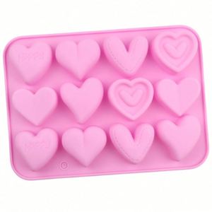 Moule à chocolat en silicone prêt à expédier, avec différentes formes de cœur, réutilisable, pour la pâtisserie maison, outil de pâtissier DIY, sans BPA, OEM/ODM - Product Image 3