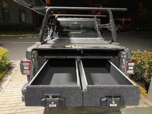 Tiroirs de rangement de lit de camionnette en aluminium personnalisés en usine Système de tiroirs doubles avec plateau <span class=keywords><strong>coulissant</strong></span> pour jeep Gladiator - Product Image 6