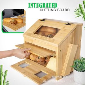กล่องขนมปังไม้ไผ่ Bread House ความจุขนาดใหญ่ สองชั้น พร้อมที่เก็บมีด อุปกรณ์จัดระเบียบครัวสำหรับร้านเบเกอรี่ - Product Image 2