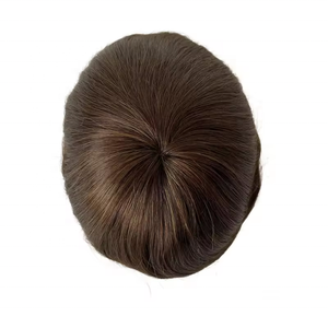 สต็อกผมสีน้ําตาลธรรมชาติตรงผ้าห่มอินเดียชายหัวล้าน hairpieces แพทช์ผมโมโนความหนาแน่น 130 - Product Image 4