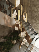 Lustre architectural moderne de luxe personnalisé et réglable pour villa, escalier, hôtel, hall d'entrée, salle de banquet, club, en cuivre et marbre, LED 3000K