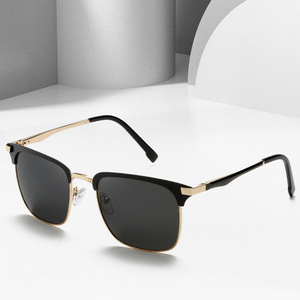 Lunettes de soleil unisexes transfrontalières, monture dorée, verres TAC polarisés UV400, monture complète, style tendance - Product Image 4