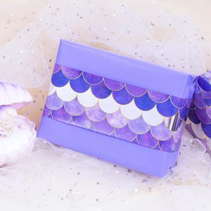 Papier cadeau MAYPLUSS à motifs d'écailles de <span class=keywords><strong>sirène</strong></span> violettes, rouleau de 33 pieds, réversible, paillettes, pour emballer des cadeaux d'anniversaire - Product Image 5
