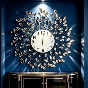 Contemporary Sunburst Iron Wall <b>Clock</b> <b>Battery</b> Powered Silent Design For Home Hotel Decor - Product Image 2