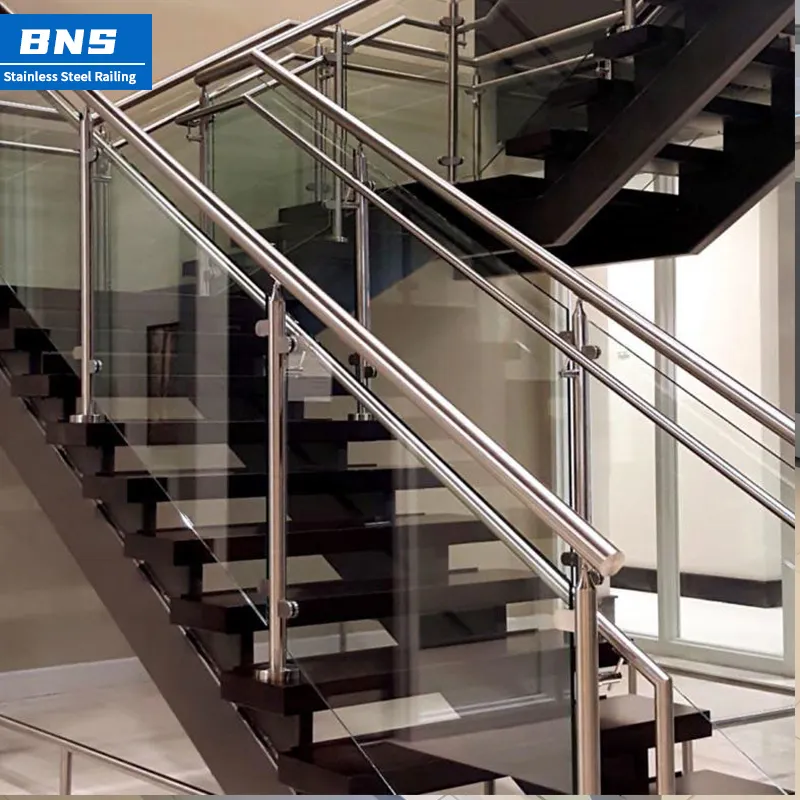 Stainless Steel 304 Balcony Glass Railing Factory Outlet Balustrade Stair Handrail Glass Hardware Tempered Glass Railing