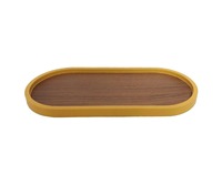 Plateau pouf poli à la main plateaux de service décoratifs en bois MDF plateau ovale en bois laqué