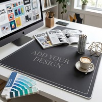 Tapis de bureau artistique étendu 50x50 en caoutchouc naturel avec bords cousus, grand tapis de souris en tissu, protection de table personnalisée imprimée