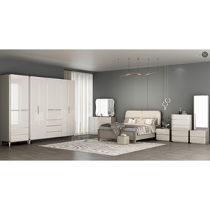 Set <span class=keywords><strong>Camera</strong></span> <span class=keywords><strong>da</strong></span> <span class=keywords><strong>Letto</strong></span> di Design Moderno e Semplice con Finitura Lucida, Nuovo Design di Alta Qualità in Legno per Arredamento Casa - Product Image 1