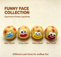 Jouet Squishy Pomme de Terre Mignonne, Simulation de Légume à Visage Amusant, Doux et Croustillant, à Presser et à Pincer, Jouet Sensoriel Anti-Stress, Cadeaux