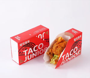 Boîte de papier alimentaire mexicaine jetable de restaurant de logo personnalisé boîte de conteneur d'emballage de taco plateau à emporter - Product Image 1