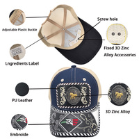 Topi Baseball Jaring 6 Panel Snapback Unisex dengan Logo 3D Western Metal, Sablon Sutra, Bahan Denim Kanvas untuk Aktivitas Luar Ruangan dan Memancing