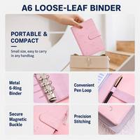 Organisateur de budget A6 créatif motif étoilé, pochette de papeterie en cuir rose et bleu, carnet multifonctionnel personnalisable