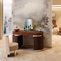 Coiffeuse moderne de luxe avec miroir éclairé Mobilier de chambre en bois massif pour la maison ou l'hôtel