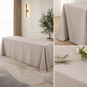 Faux Linen Woven Polyester <b>Tablecloth</b> Rectangular Wrinkle Resistant <b>For</b> Hotel Banquet Catering Bulk Wholesale - Product Image 1