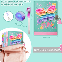 Papillon Filles Verrouillable Journal Cadeau Ensemble 160 Pages Pop Journal avec Serrure et Stylo Journal pour Filles